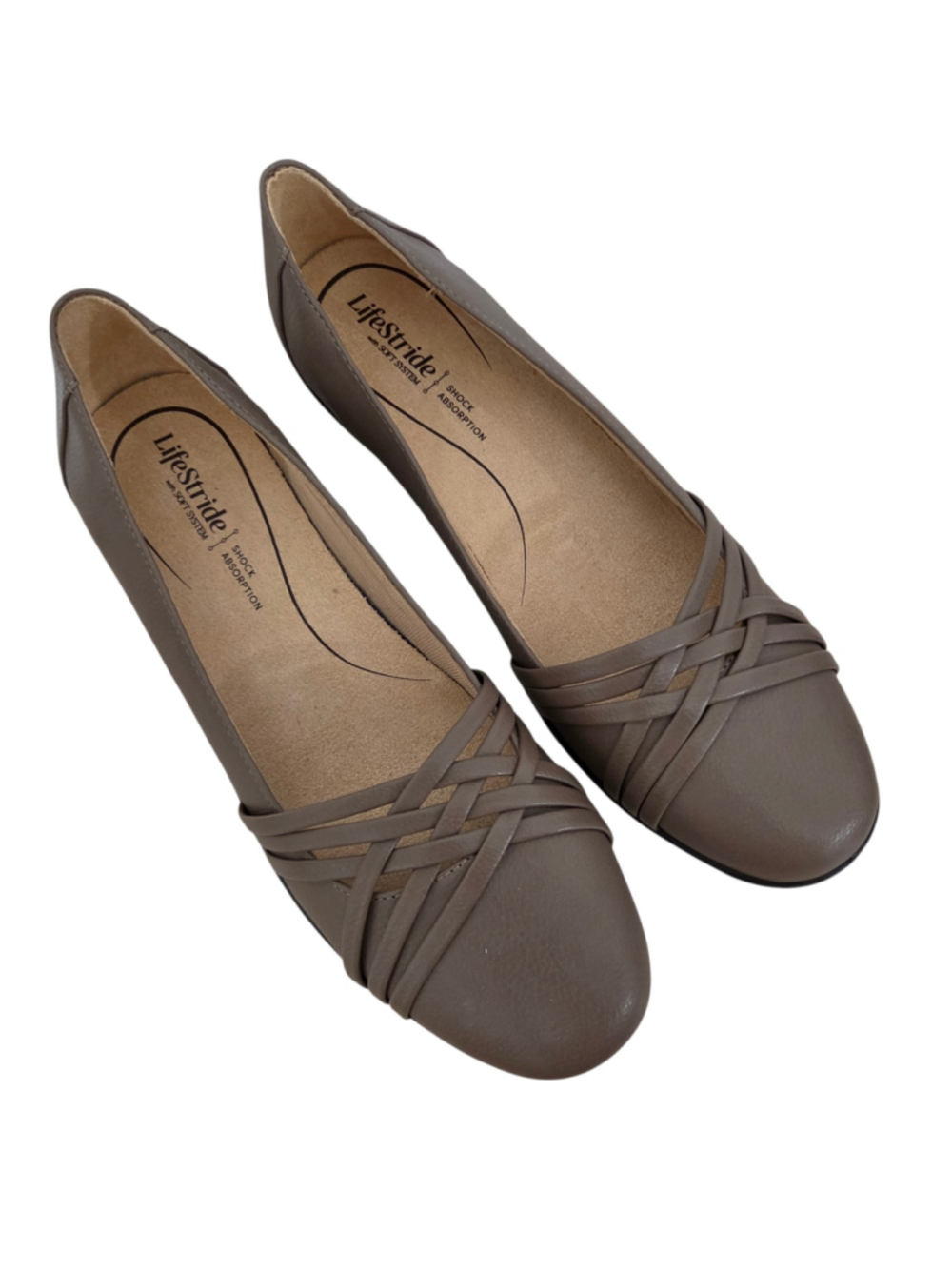 Women's LifeStride Shock Absorption Taupe Flats Sz 11W
